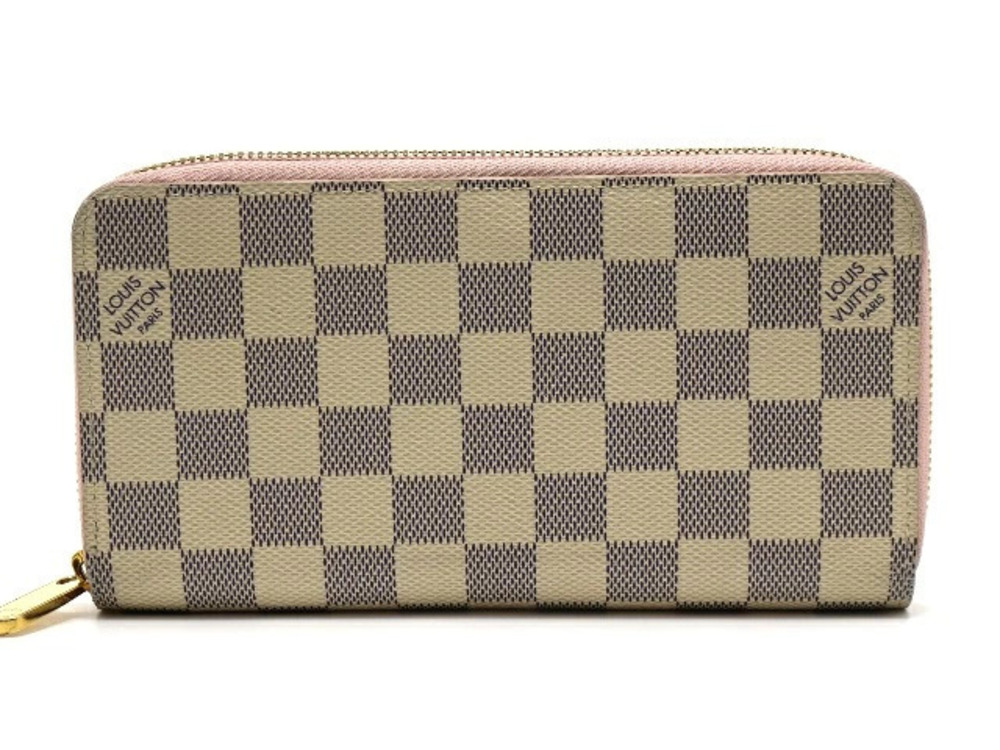 LOUIS VUITTON Wallet Long Zippy Damier Azur White Rose Pink Ballerine
